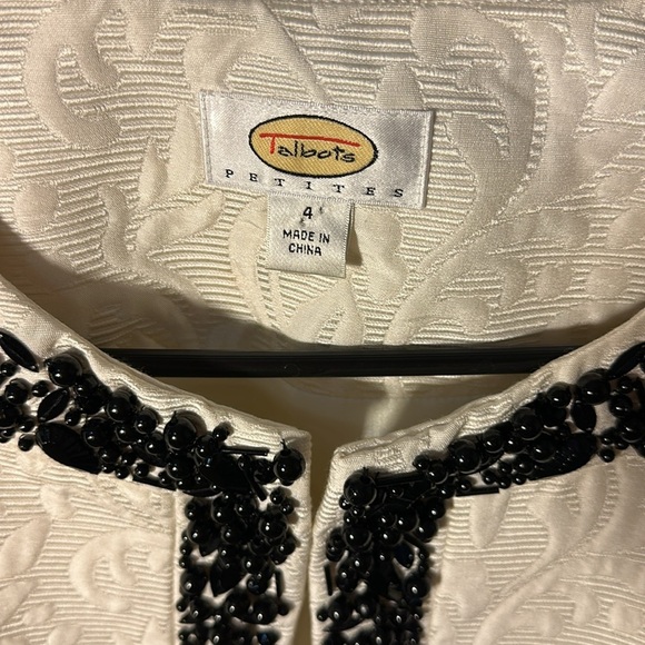 Talbots petites silk cotton blend beaded cropped size 4 women’s formal jacket - Picture 2 of 7